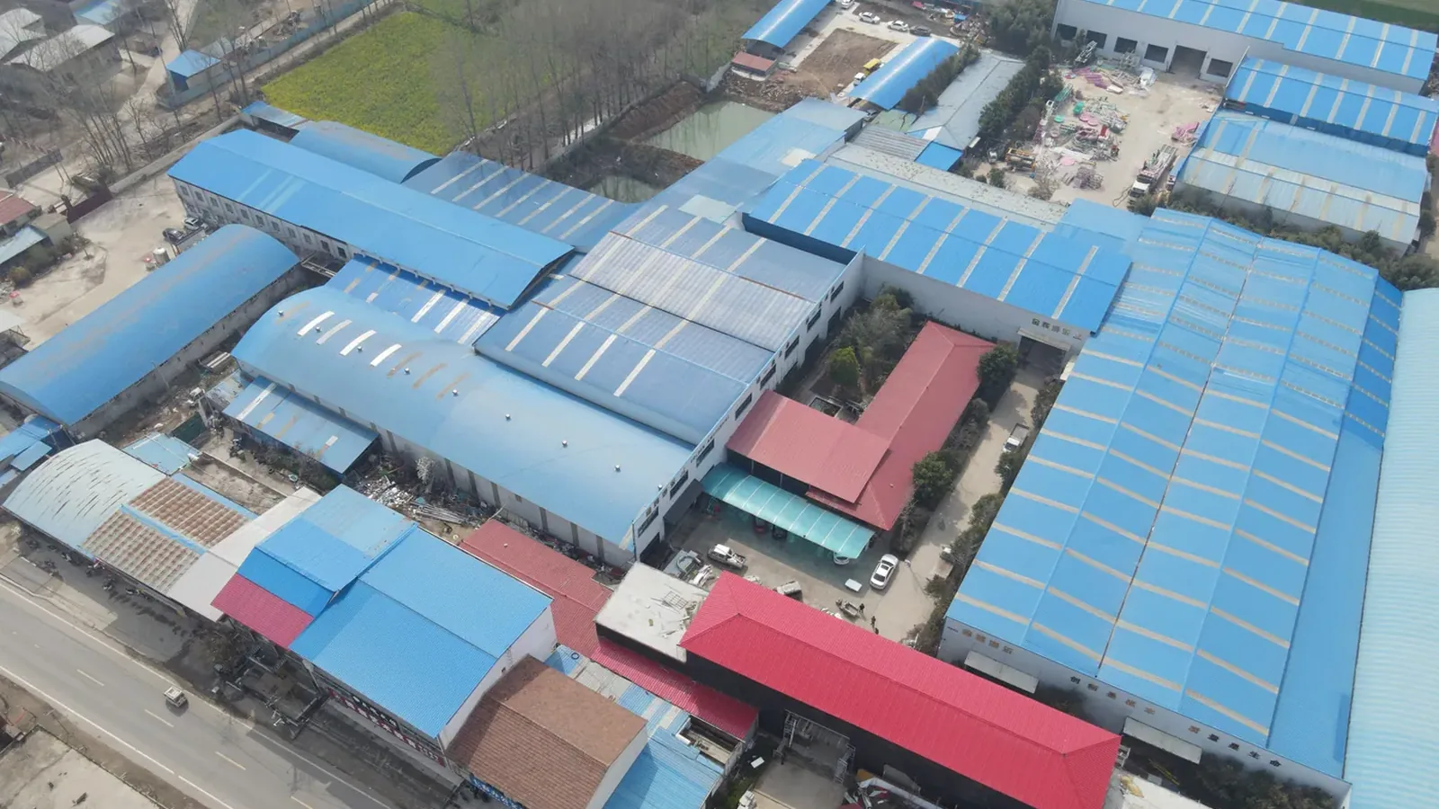Aerial view of the XL Amusement Ride factory in Zhengzhou