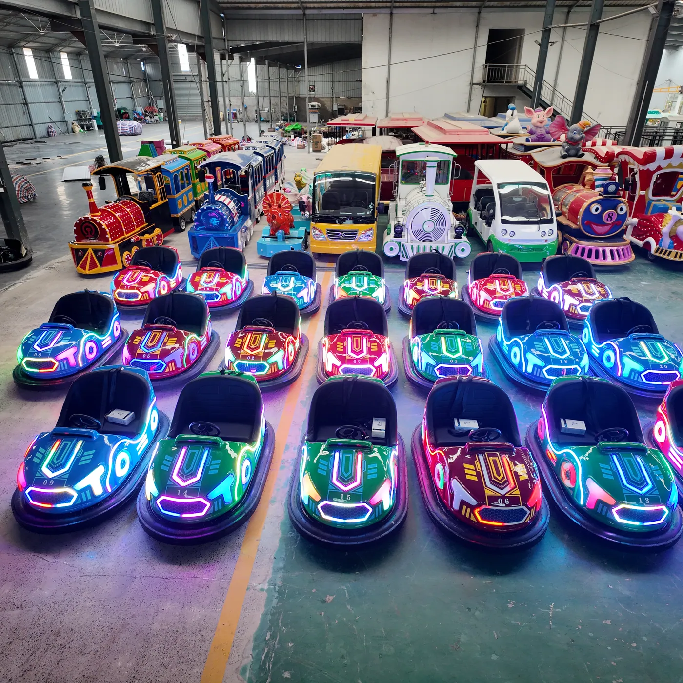 Client order ready — bumper cars and trackless trains in our workshop — XL Amusement Ride amusement ride manufacturer (photo 40)